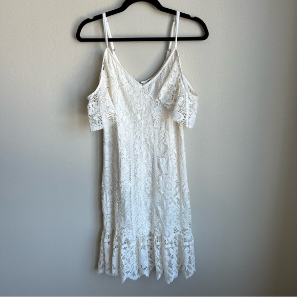 Plenty By Tracy Reese White Lace Off the Shoulder Mini Dress, Size 4 - Picture 4 of 7